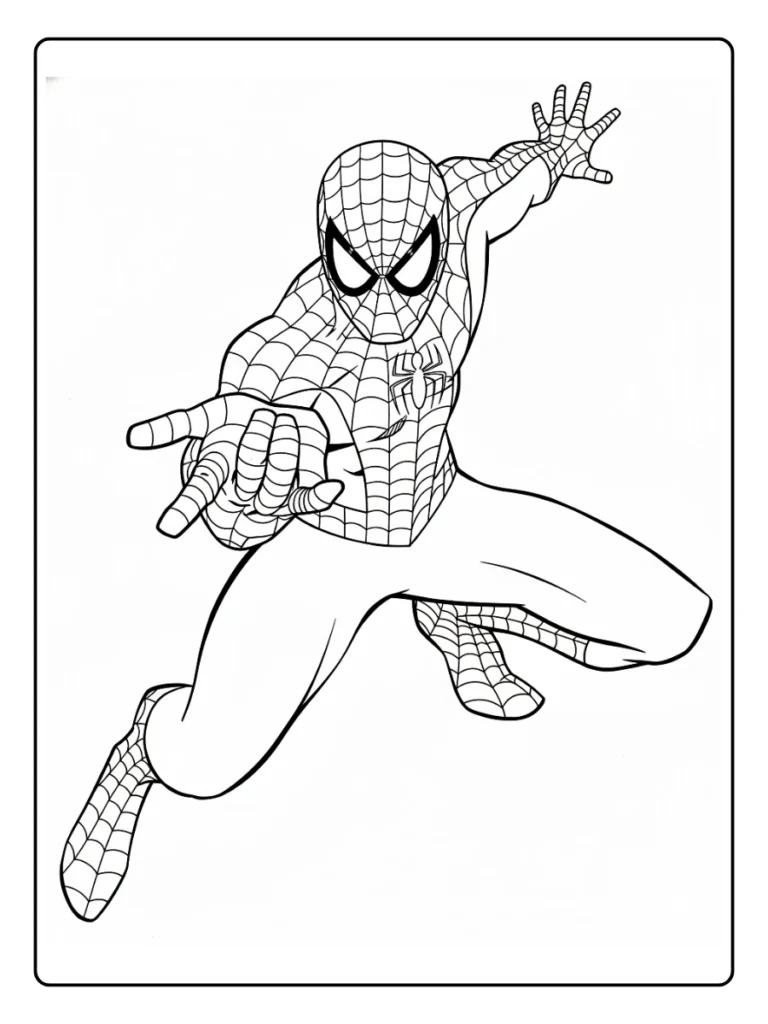 Web Shooter Pose Spiderman Coloring Pages