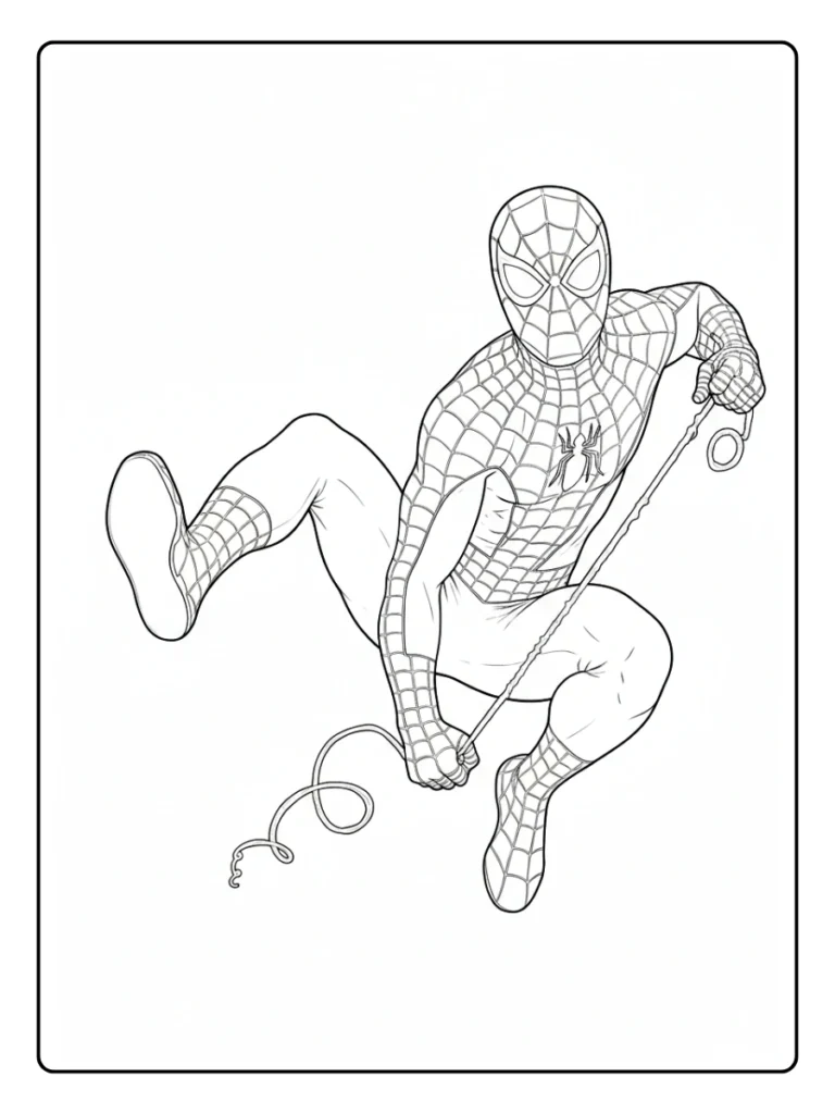 Jump Attack Spiderman Coloring Pages