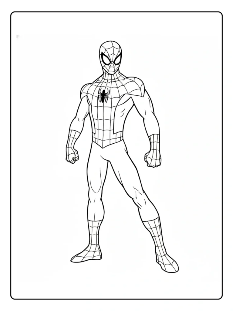 Standing Hero Spiderman Coloring Pages