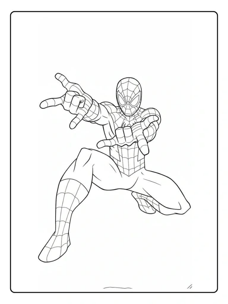 Action Leap Spiderman Coloring Pages