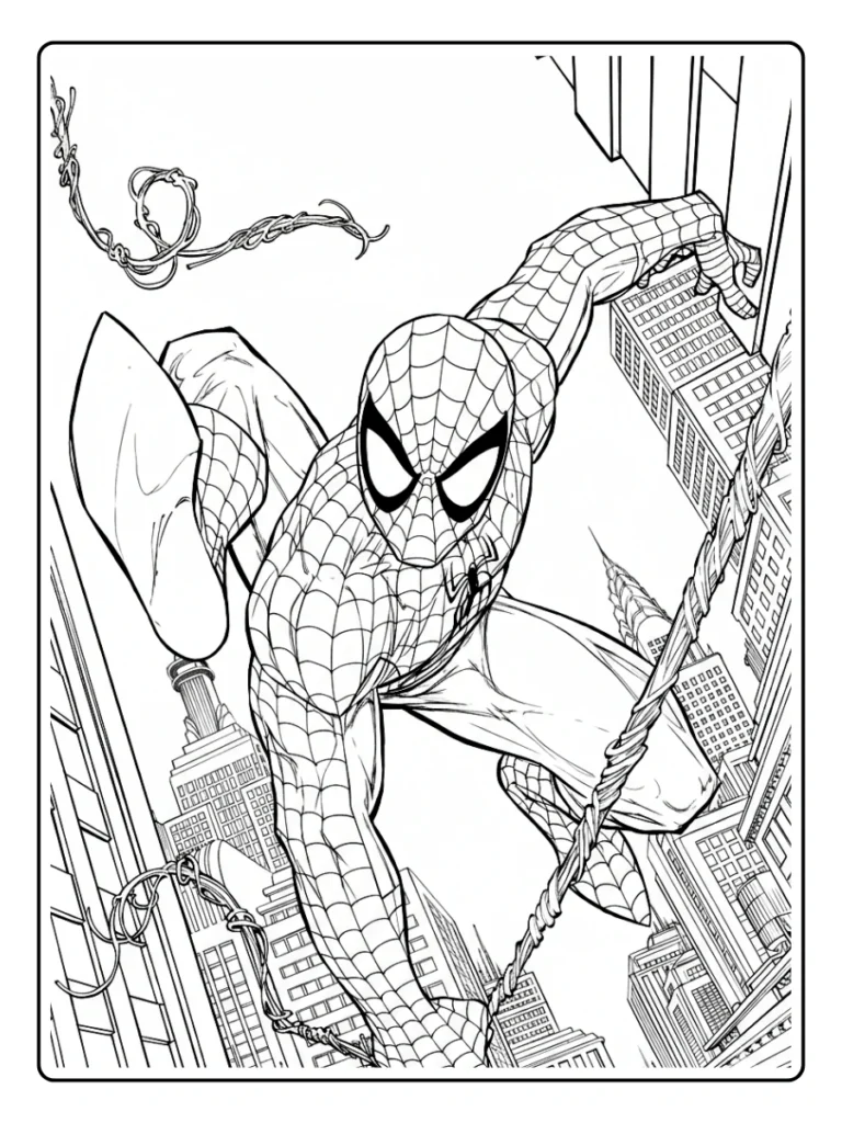 Web Climb Spiderman Coloring Pages