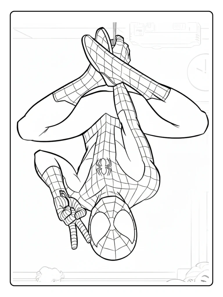 Upside Down Spiderman Coloring Pages