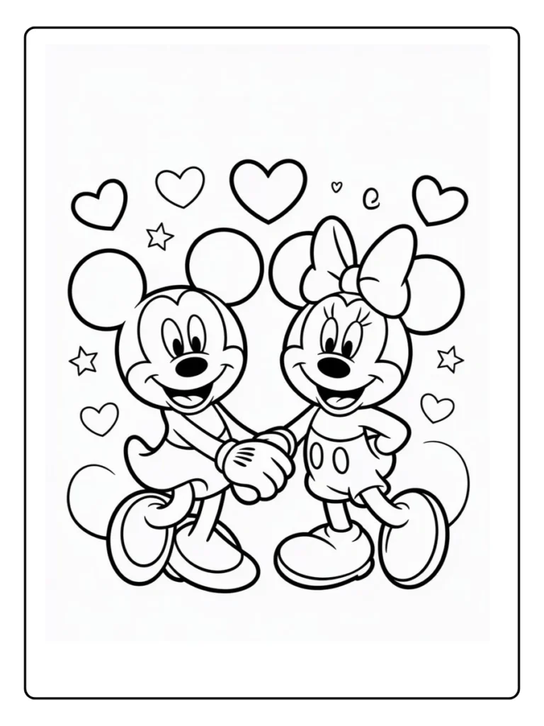 Mickey and Minnie Love Mickey Mouse Coloring Pages