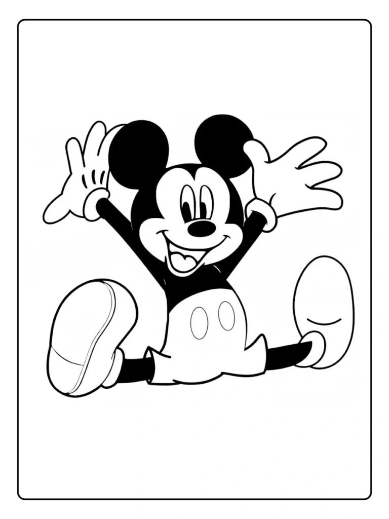 Happy Sitting Mickey Mouse Coloring Pages