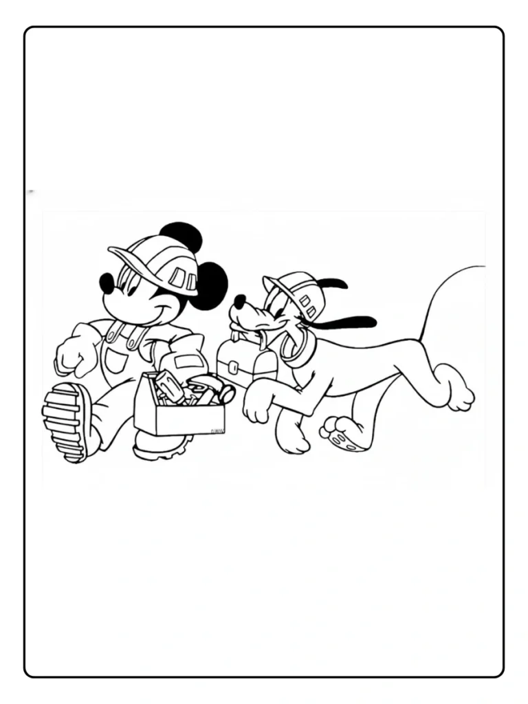 Mickey and Pluto Adventure Mickey Mouse Coloring Pages