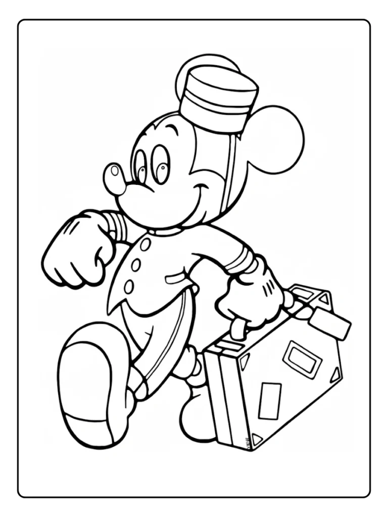 Traveler Mickey Mouse Coloring Pages