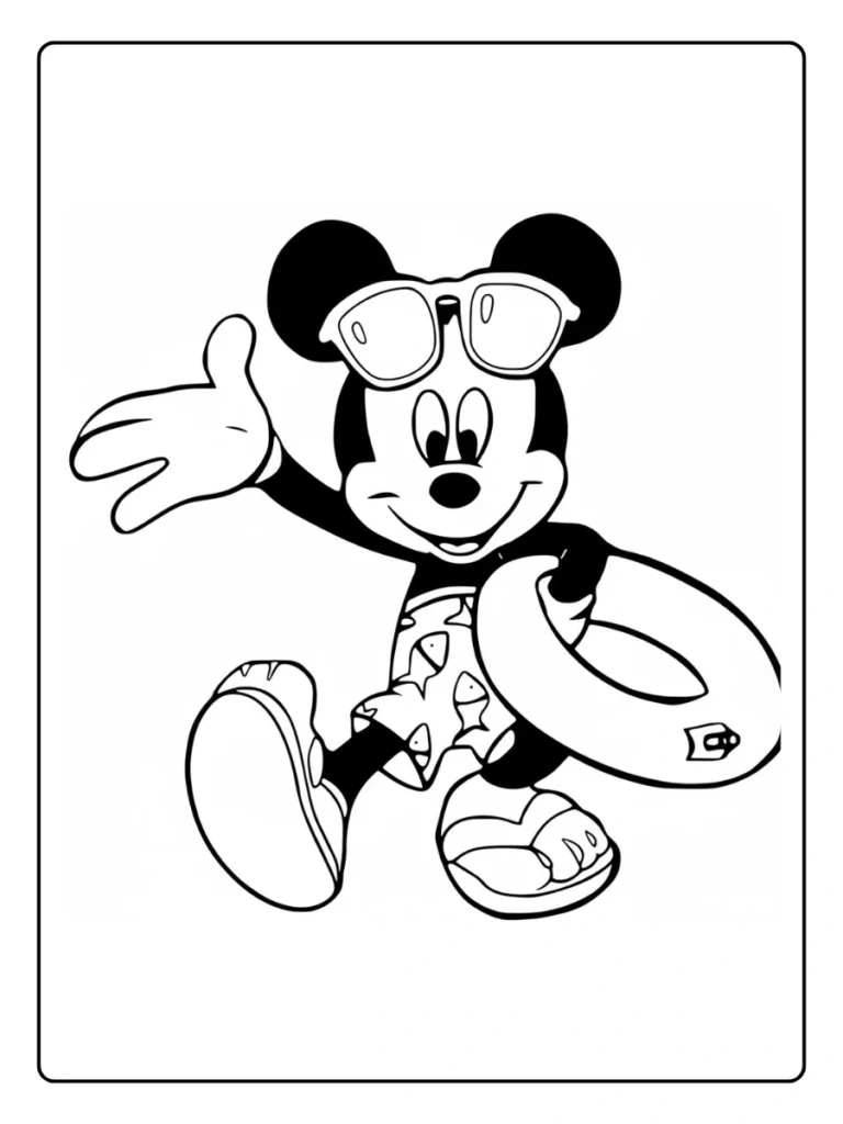 Surfing Mickey Mouse Coloring Pages