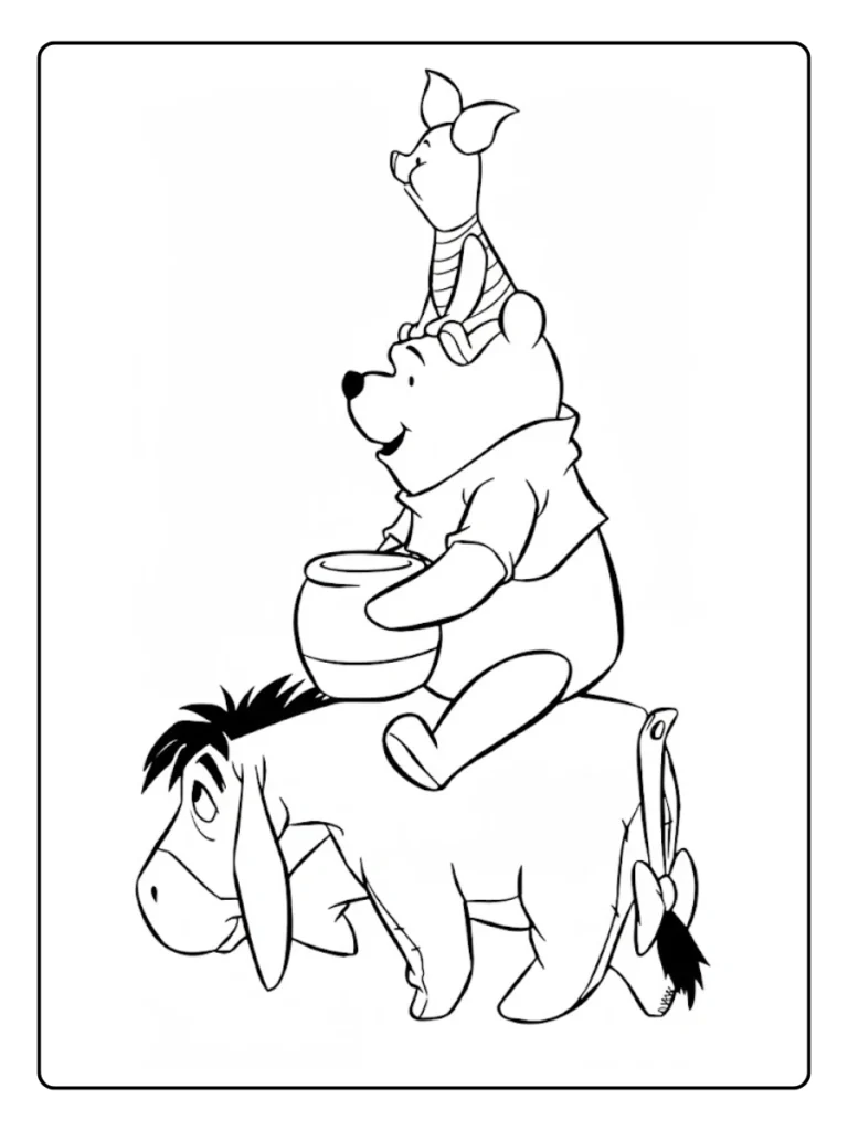 Pooh Riding Eeyore Winnie The Pooh Coloring Pages