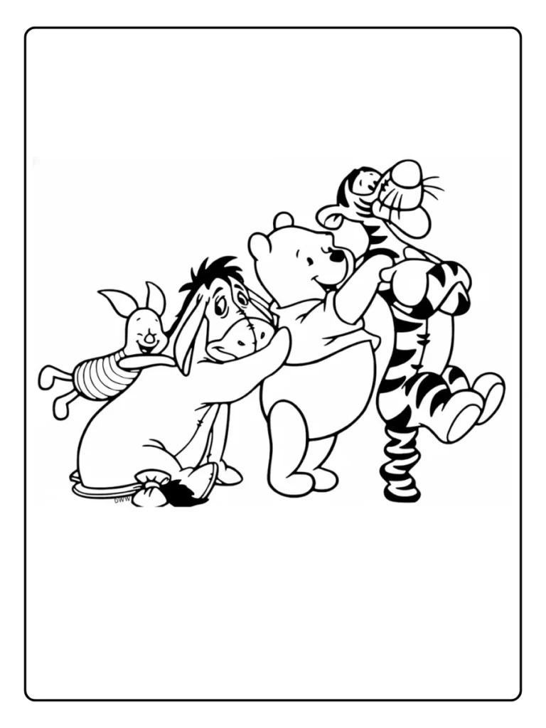 Pooh and Tigger Hug Winnie The Pooh Coloring Pages