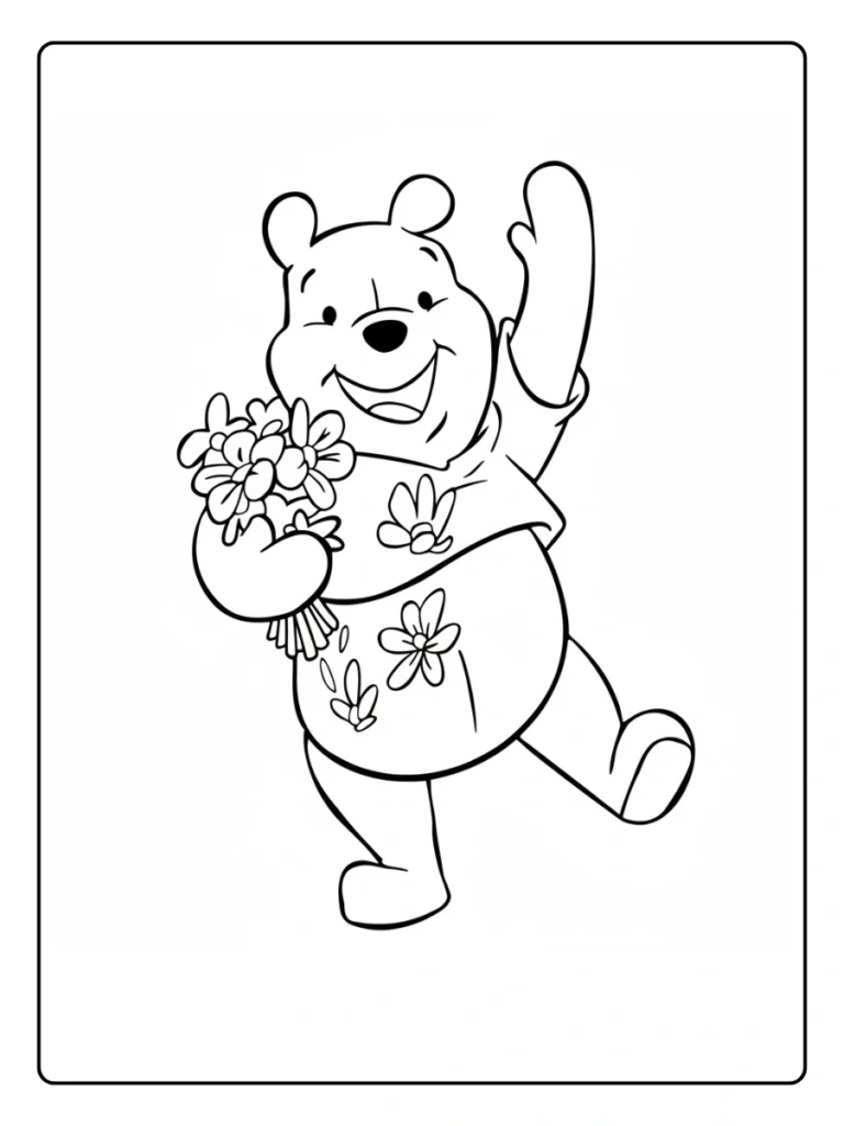 Flower Bouquet Winnie The Pooh Coloring Pages