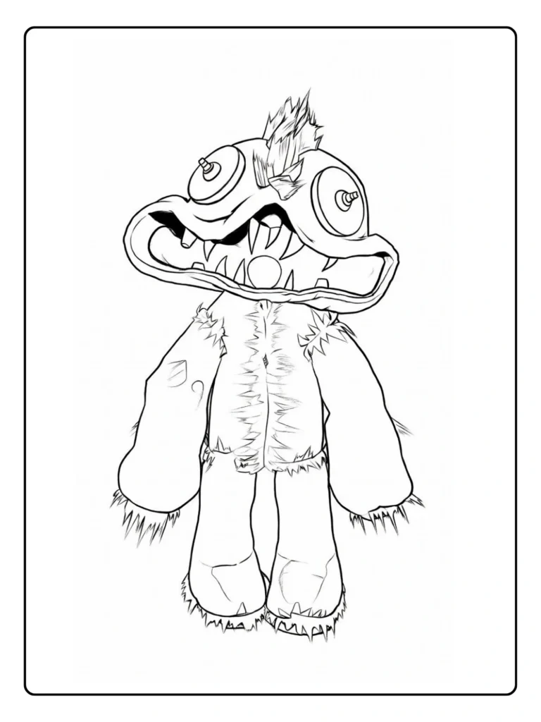 Poppy Playtime Chapter 5 creature coloring sheet, monster with large eyes.